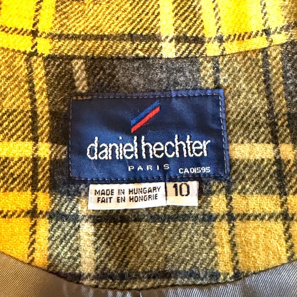 Vintage Daniel Hechter yellow and charcoal plaid blazer made in Hungary VGUC - Picture 3 of 12
